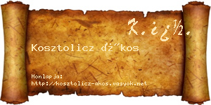 Kosztolicz Ákos névjegykártya