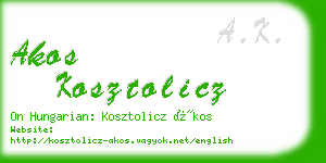 akos kosztolicz business card